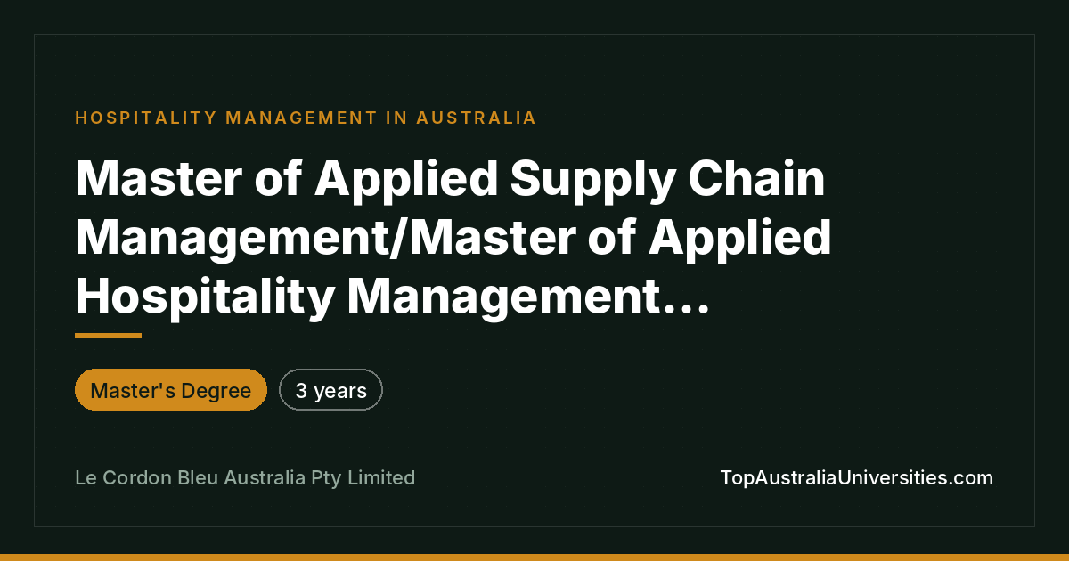 Master of Applied Supply Chain & Hospitality Management
