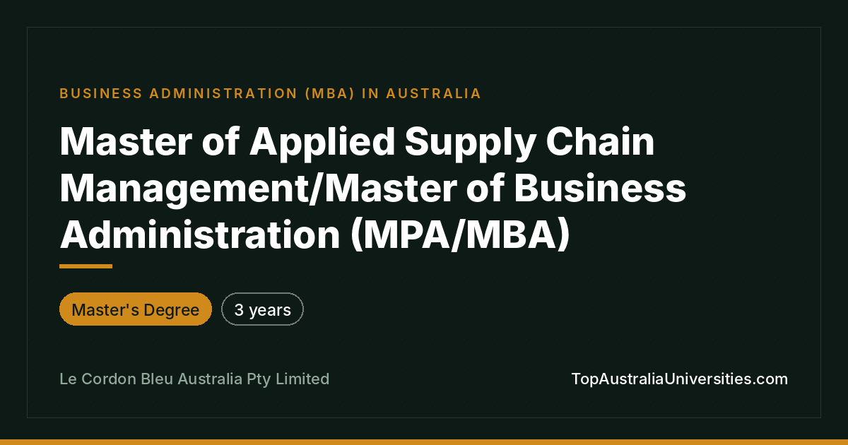 Master of Applied Supply Chain Management/MBA