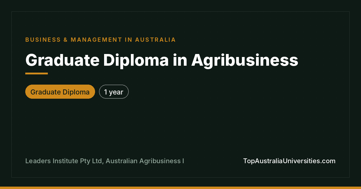 Graduate Diploma in Agribusiness
