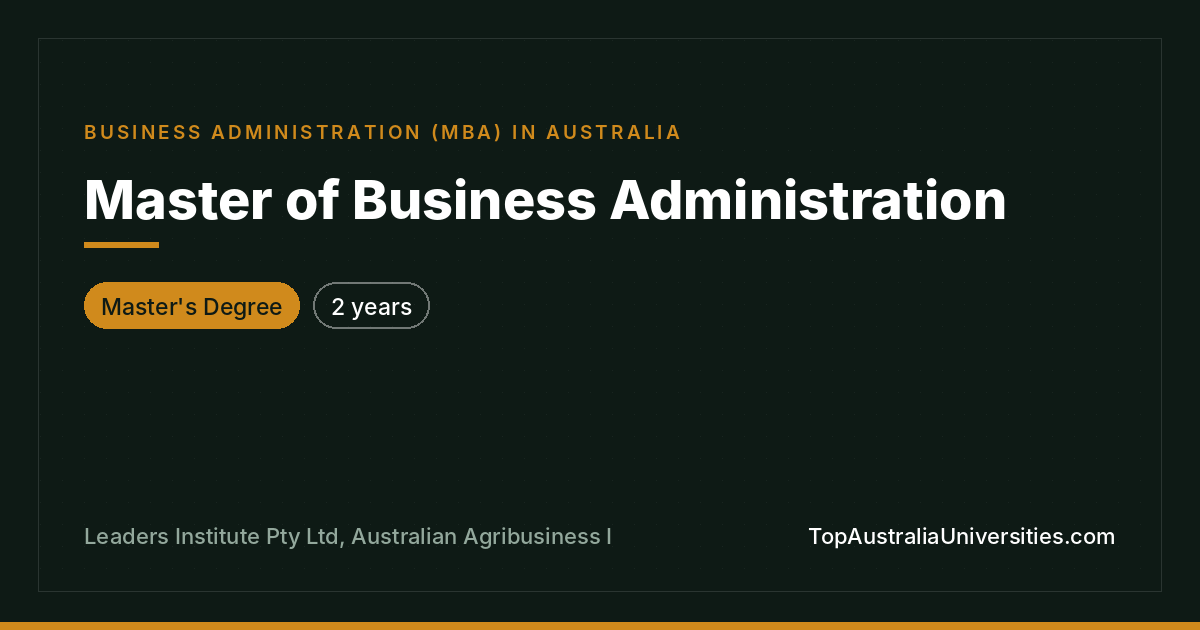 MBA in Australia, 2-Year Master's Degree