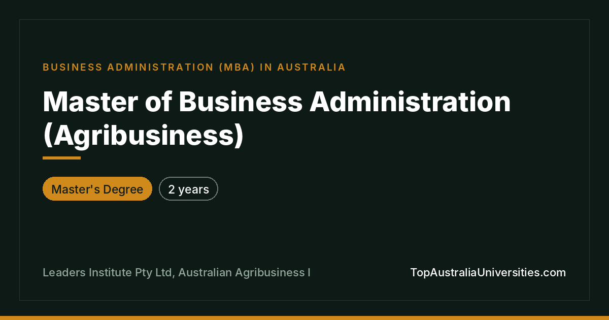 MBA (Agribusiness) | Leaders Institute
