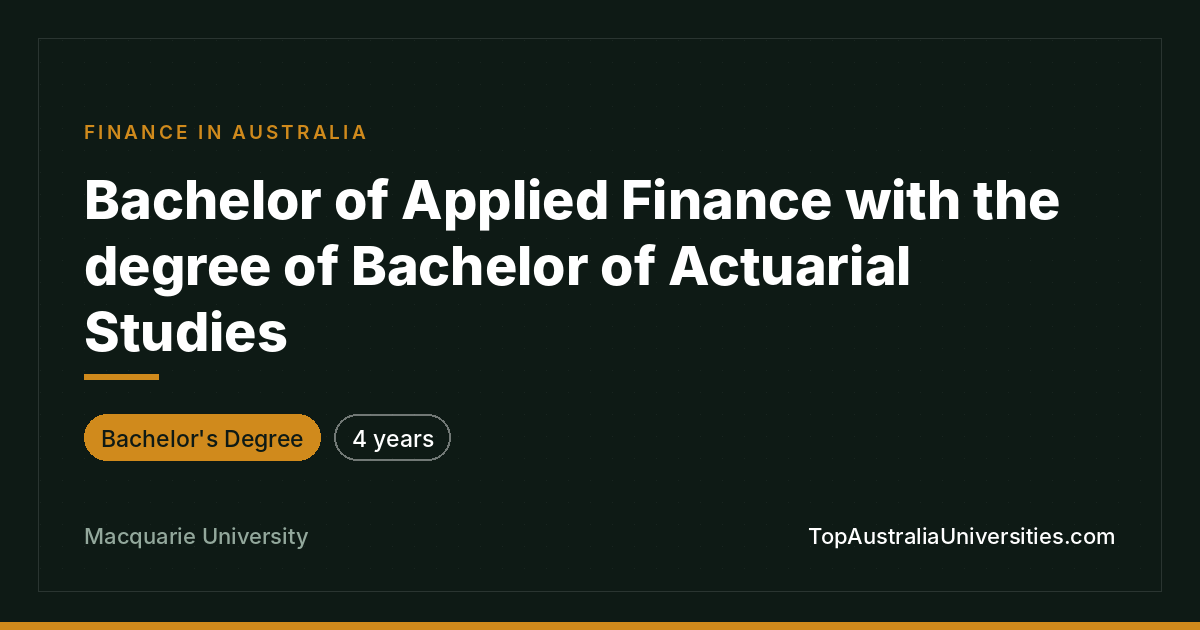 Bachelor of Applied Finance & Actuarial Studies