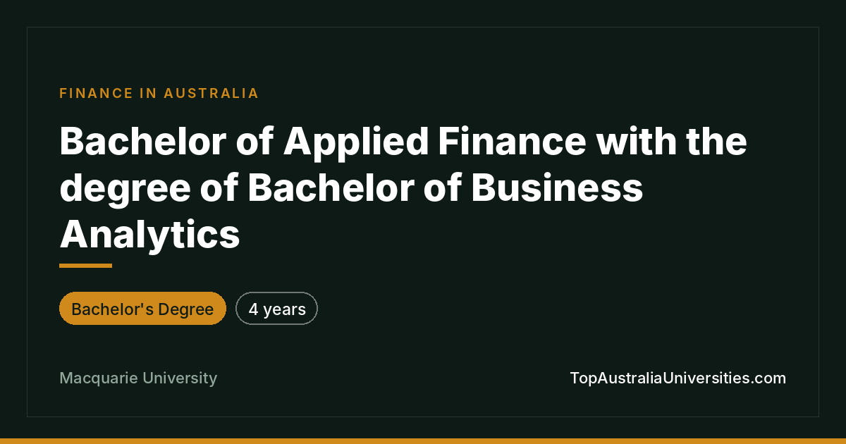 Bachelor of Applied Finance & Business Analytics