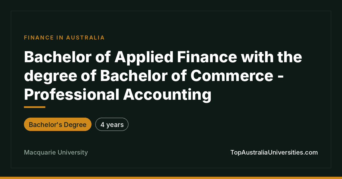 Bachelor of Applied Finance & Professional Accounting