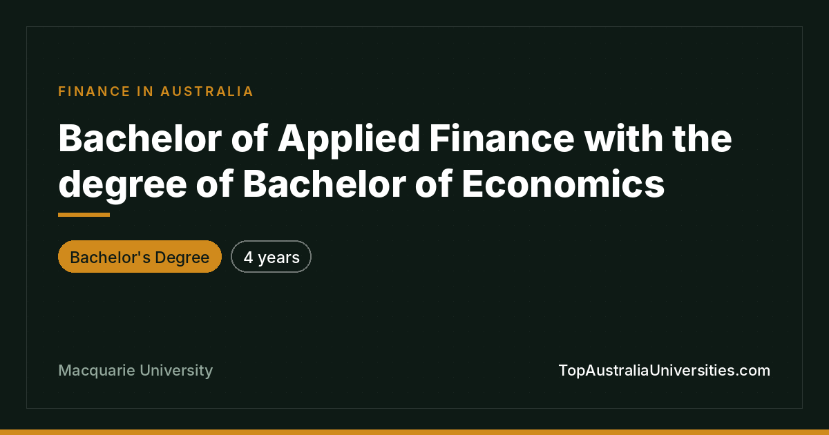 Bachelor of Applied Finance & Economics | Macquarie Universi