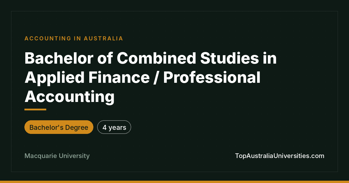 Bachelor of Combined Studies in Finance & Accounting