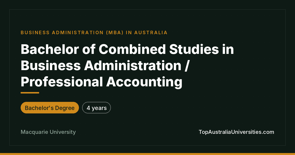 Bachelor of Combined Studies: Business & Accounting