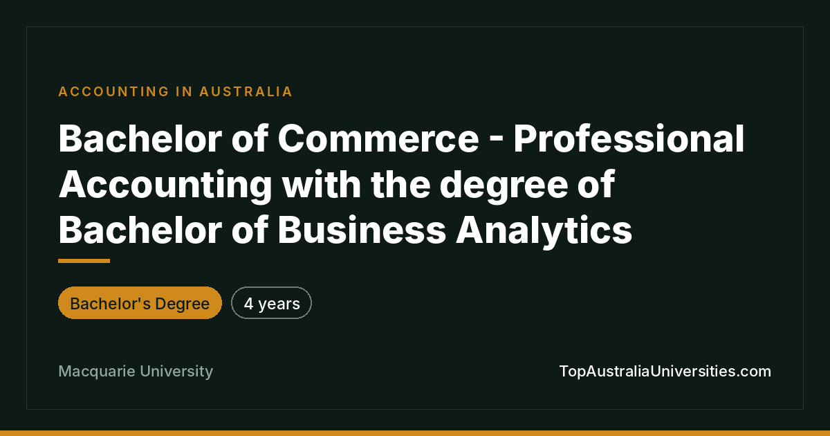 Bachelor of Commerce - Professional Accounting