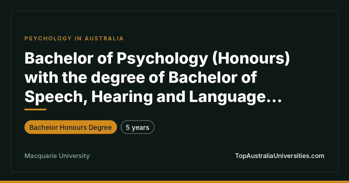 Bachelor of Psychology and Speech Sciences | Macquarie Uni