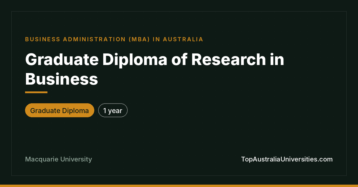 Graduate Diploma of Research in Business | Macquarie Uni