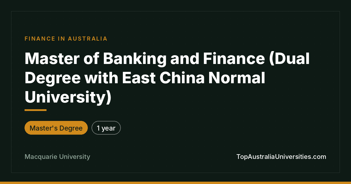 Master of Banking and Finance at Macquarie University