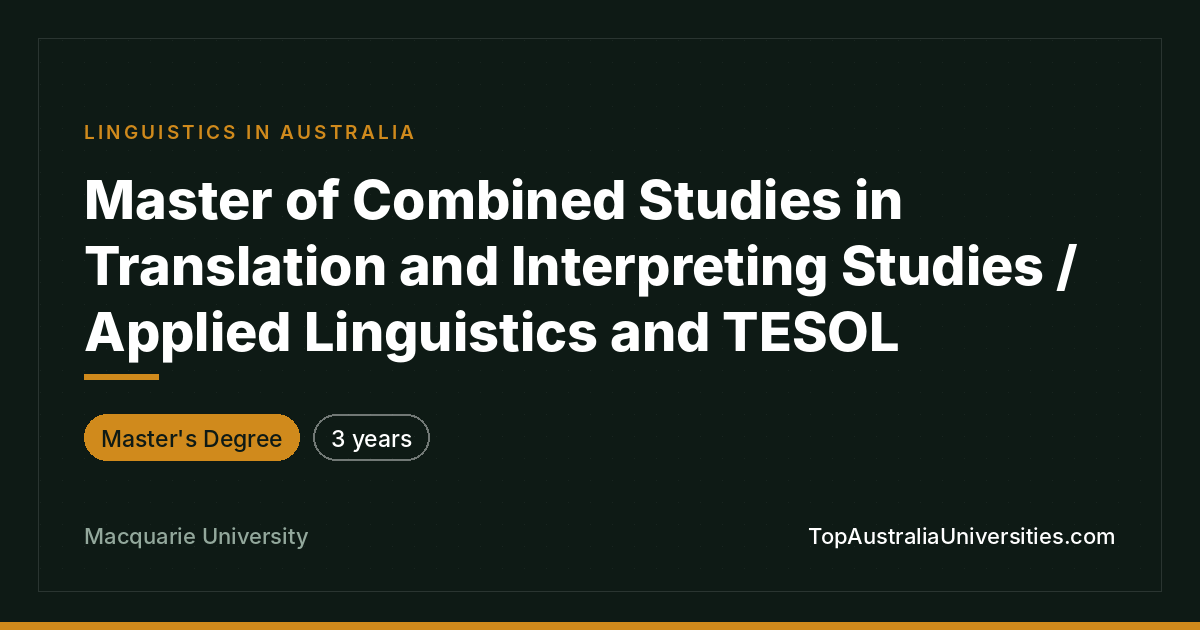 Master of Combined Studies in Translation and Interpreting