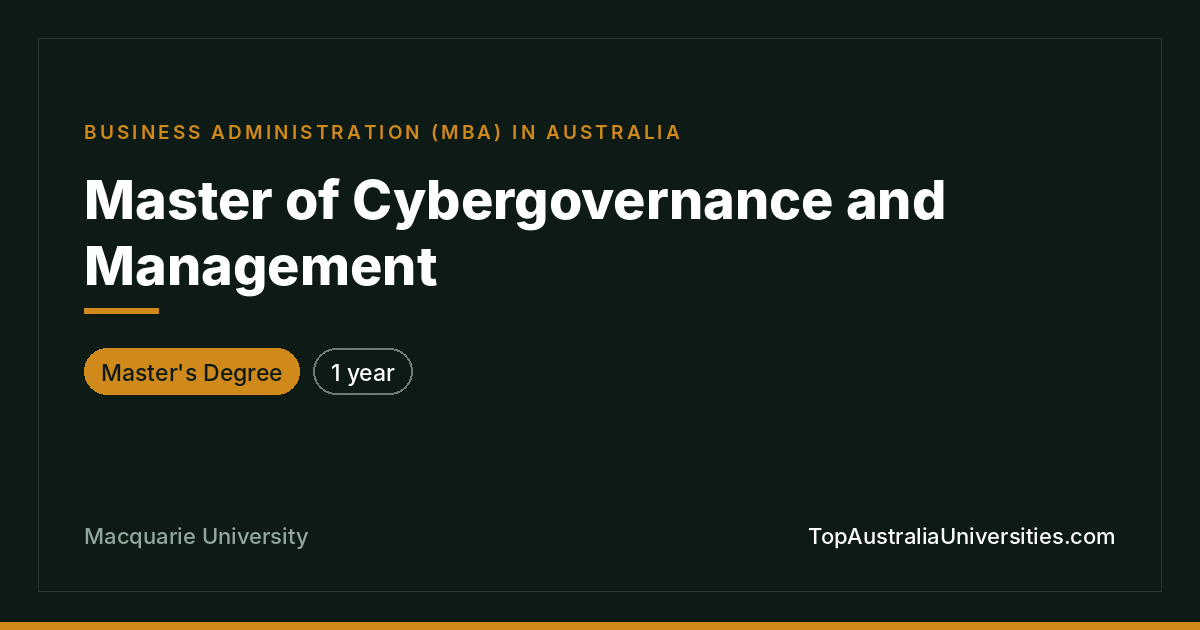 Master of Cybergovernance and Management