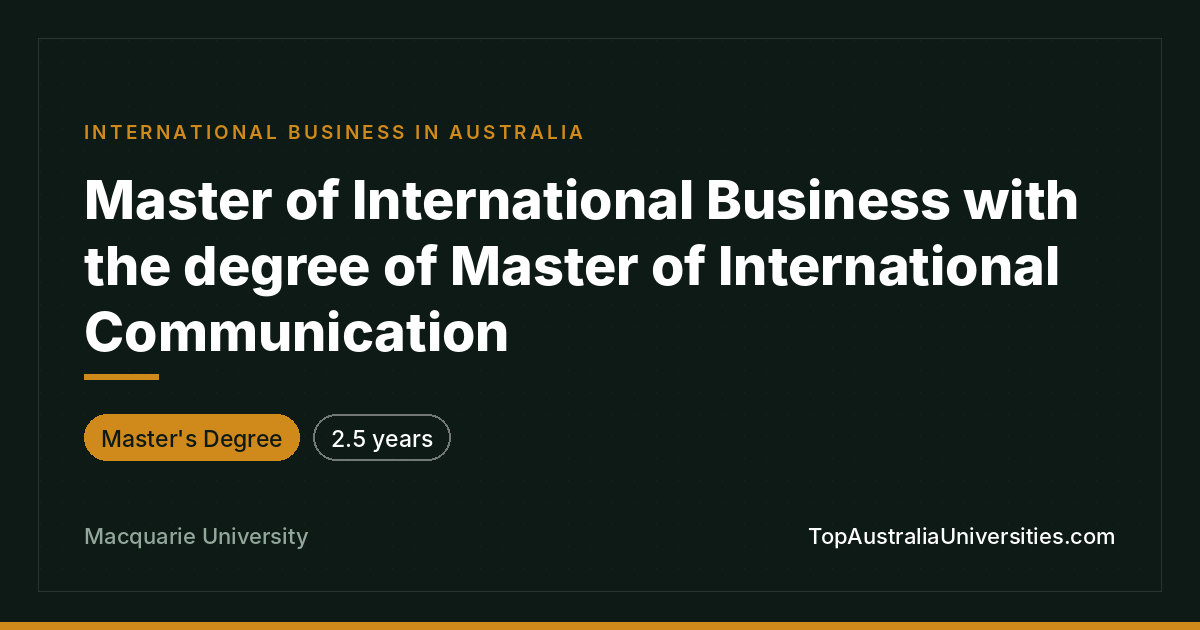 Master of International Business and Communication