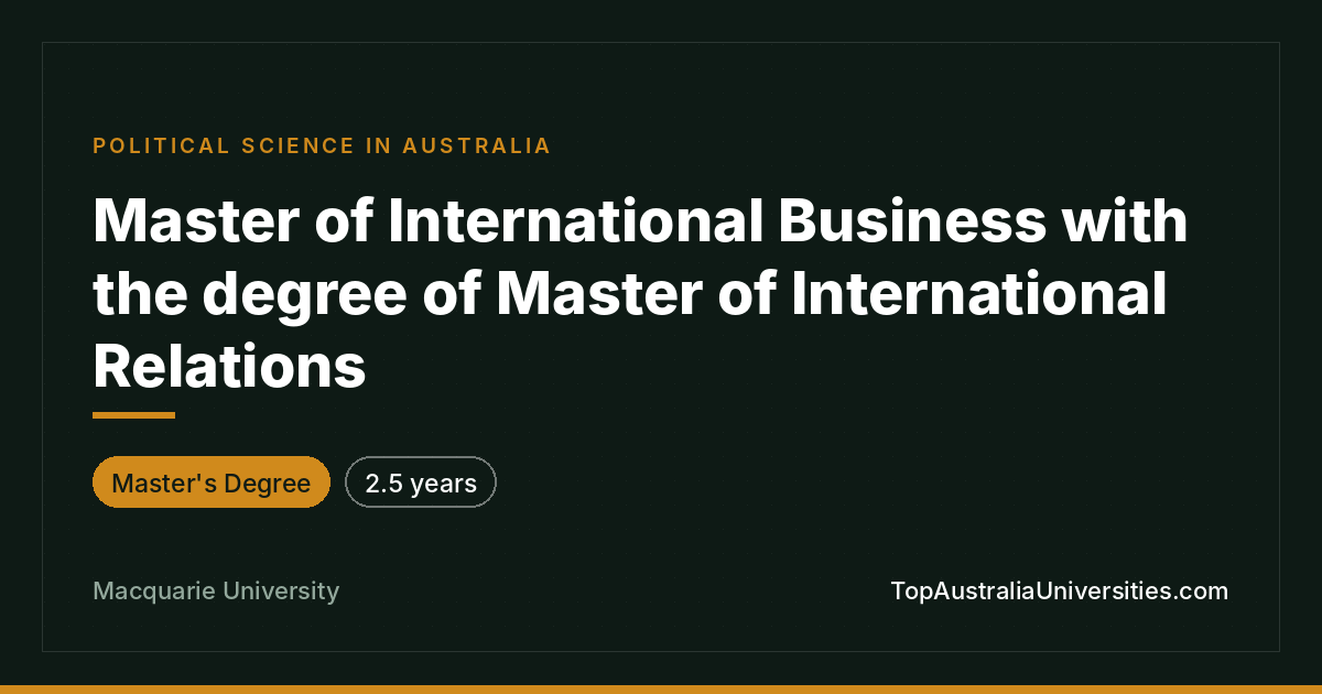 Master of International Business & Relations | Macquarie Uni