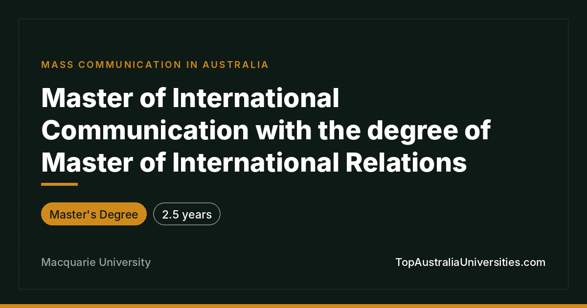 Master of International Communication - Macquarie University