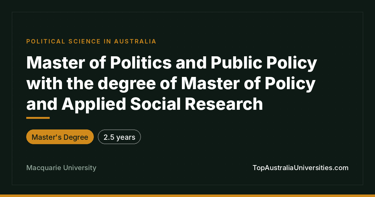 Master of Politics and Public Policy Overview