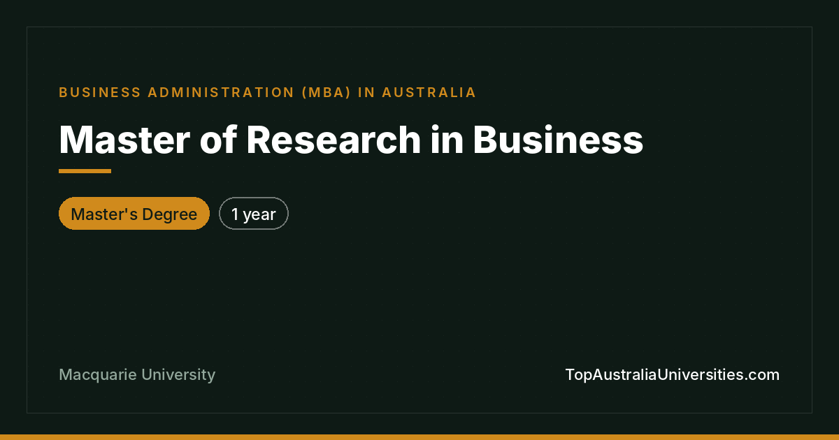 Master of Research in Business - Macquarie University