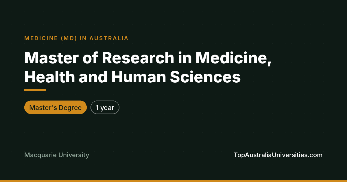 Master of Research in Medicine | Macquarie University