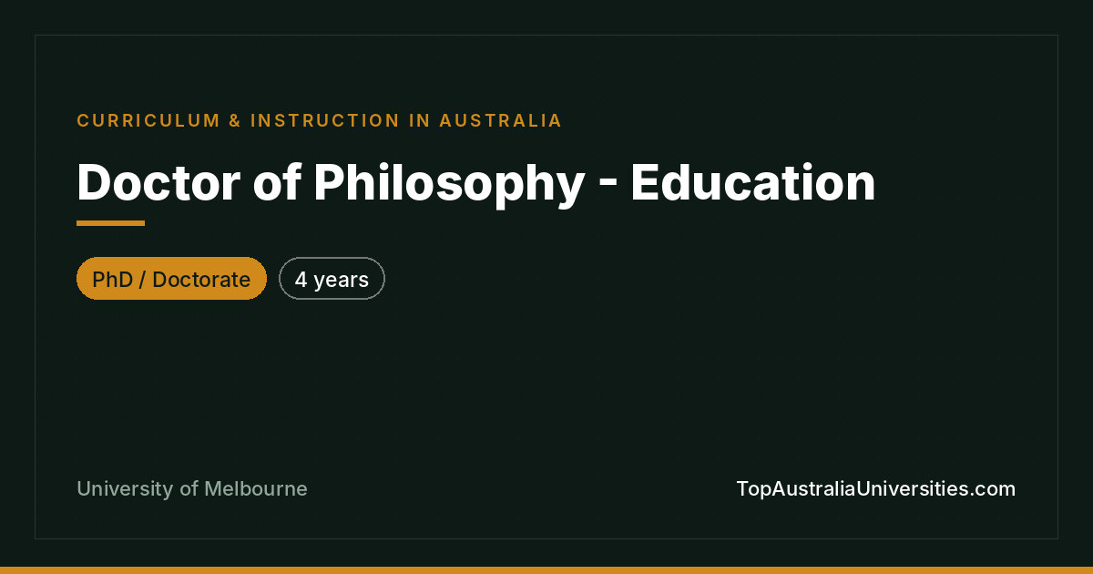 PhD – Education | University of Melbourne