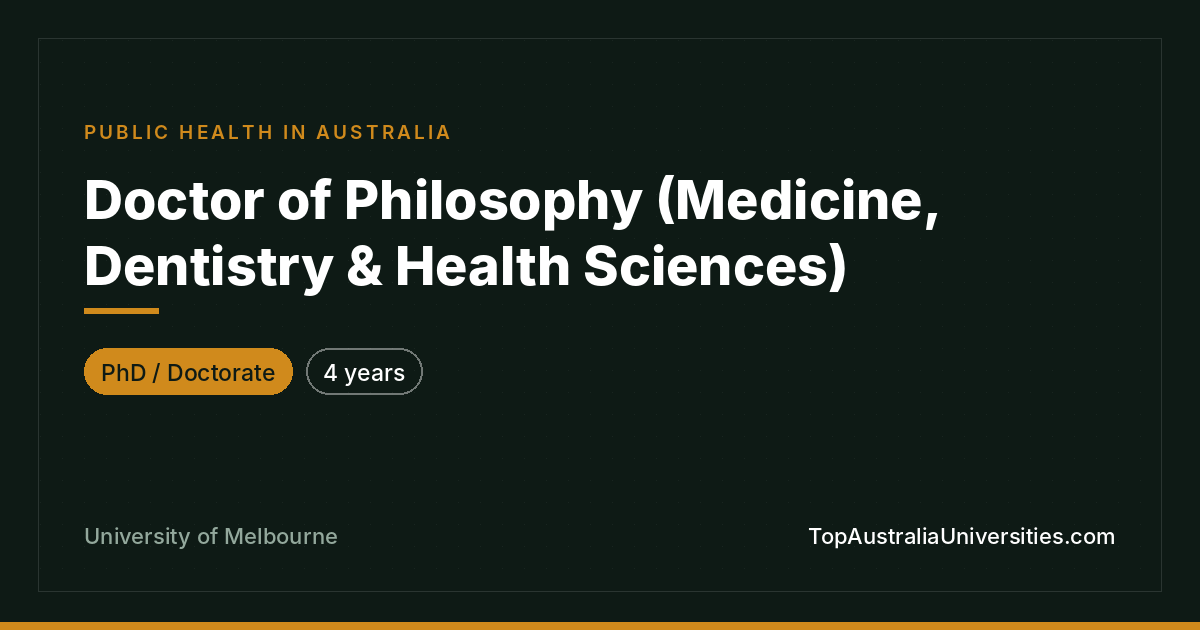PhD (Medicine, Dentistry & Health Sciences) – UniMelb