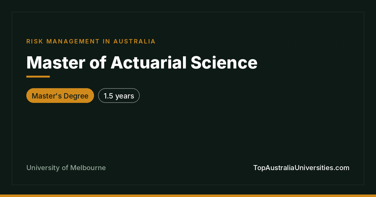 Master of Actuarial Science - University of Melbourne