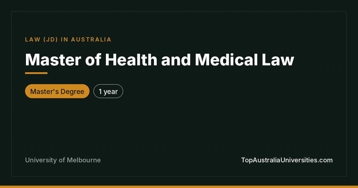 Master of Health and Medical Law | University of Melbourne