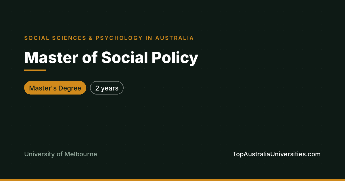 Master of Social Policy | University of Melbourne
