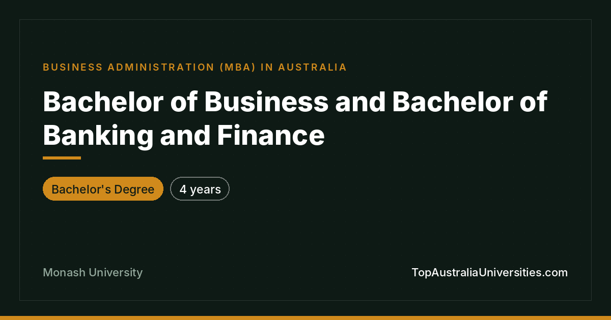 Bachelor of Business & Banking and Finance
