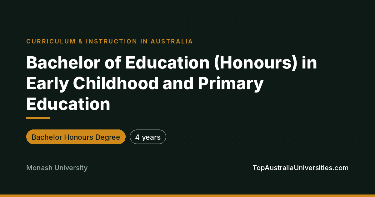 Bachelor of Education (Honours) in Melbourne
