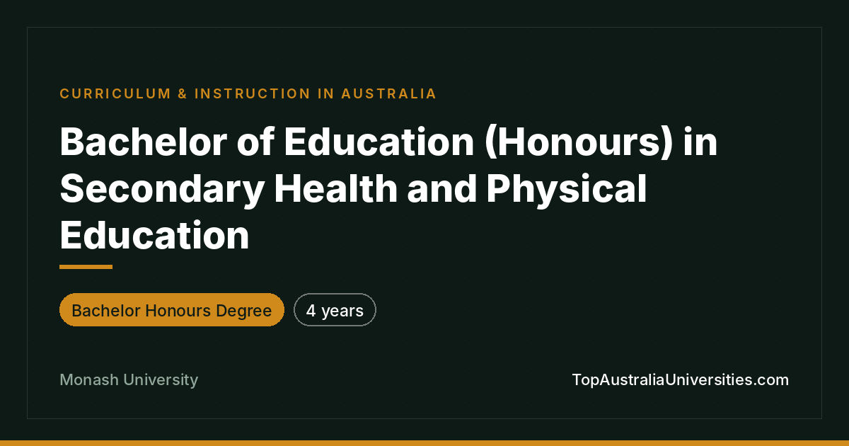 Bachelor of Education (Honours) in Secondary Health