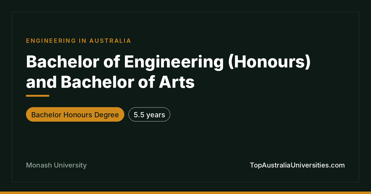 Bachelor of Engineering (Honours) & Arts | Monash Uni