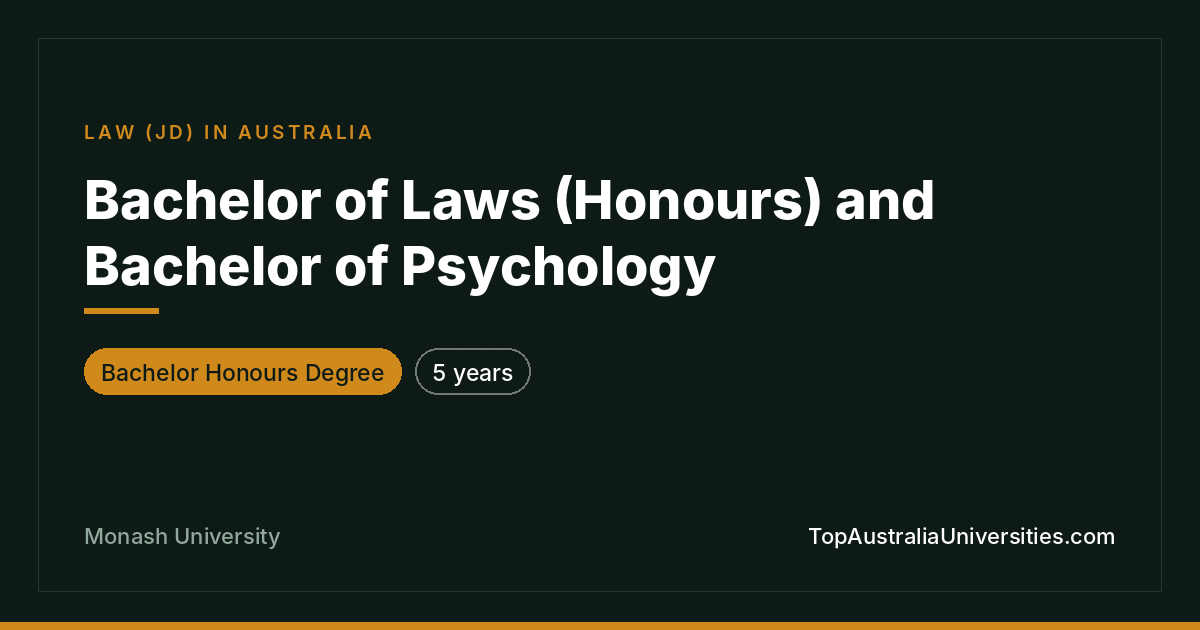 Bachelor of Laws (Honours) & Bachelor of Psychology