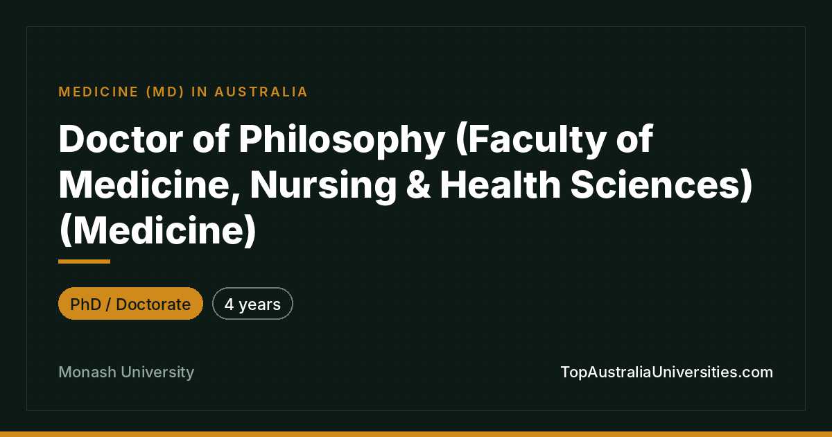PhD in Medicine - Monash University