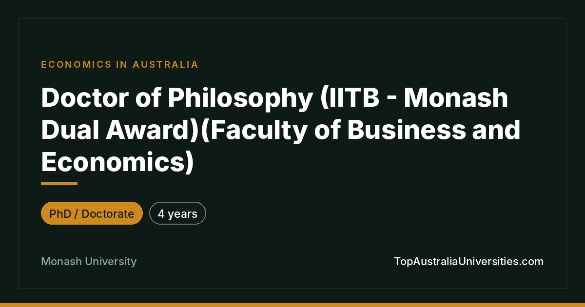 Doctor of Philosophy in Economics | Monash University