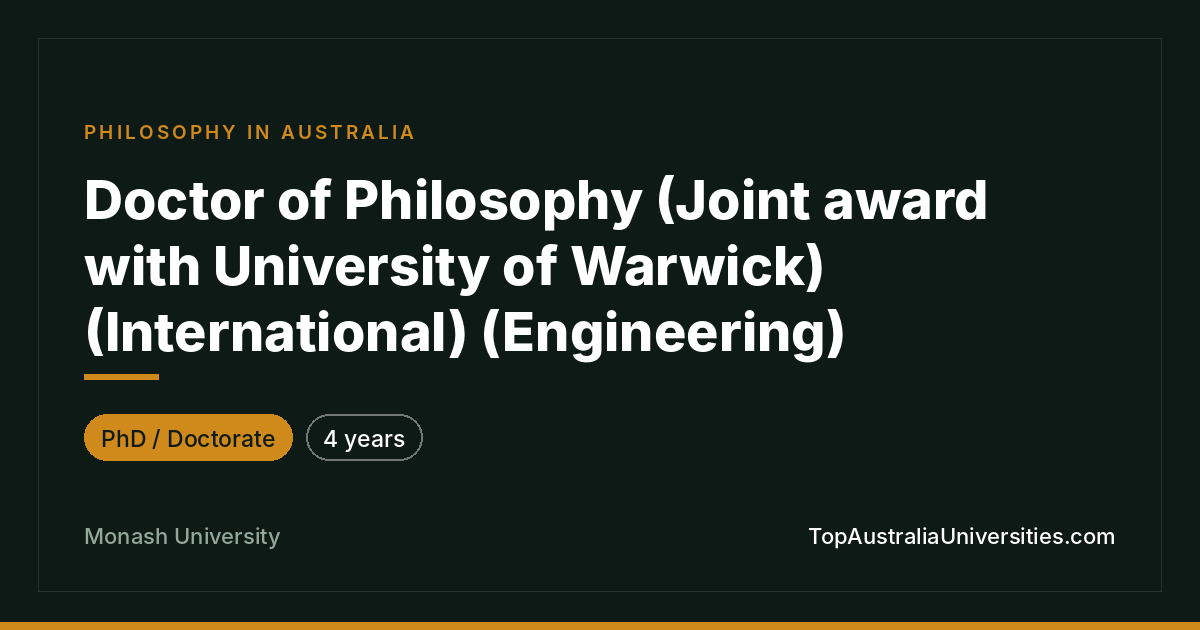 PhD in Engineering at Monash University