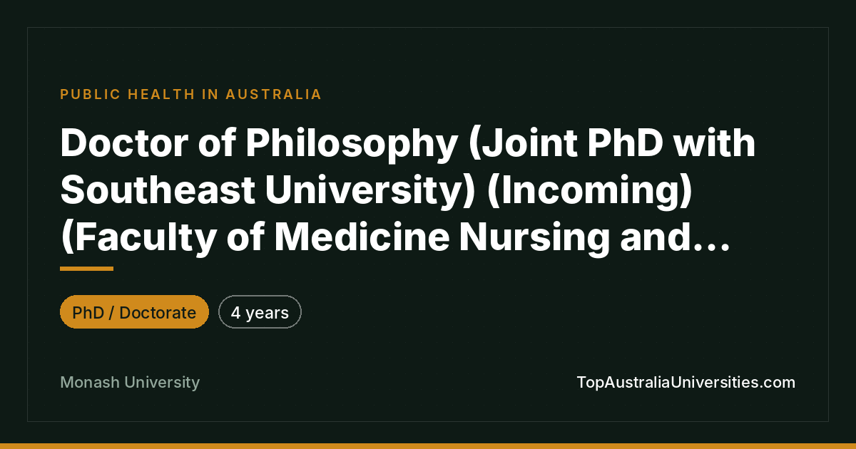 Doctor of Philosophy in Public Health | Monash University