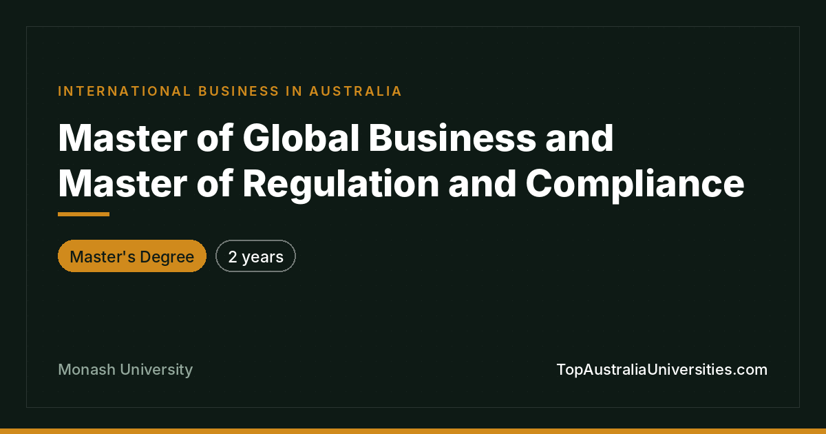Master of Global Business & Regulation and Compliance