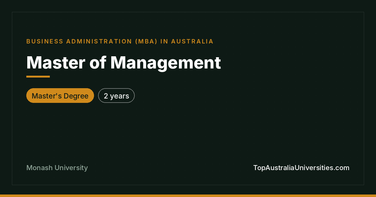 Master of Management at Monash University