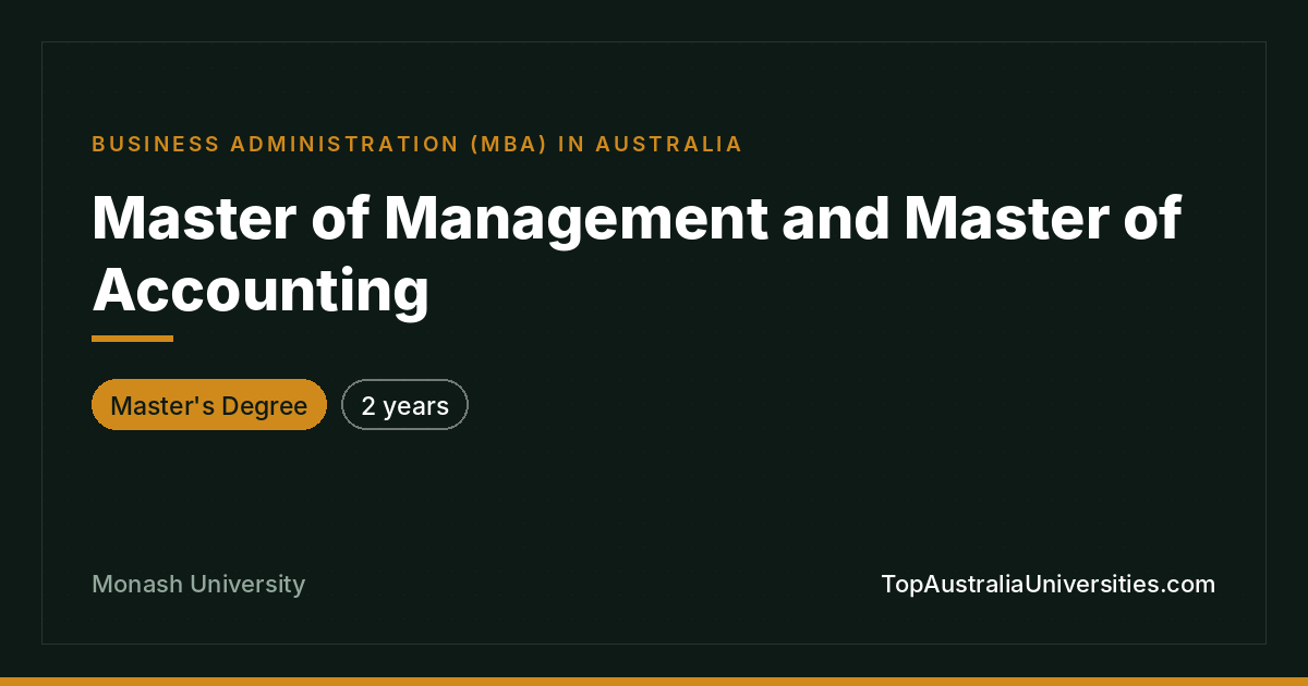 Master of Management and Accounting at Monash University