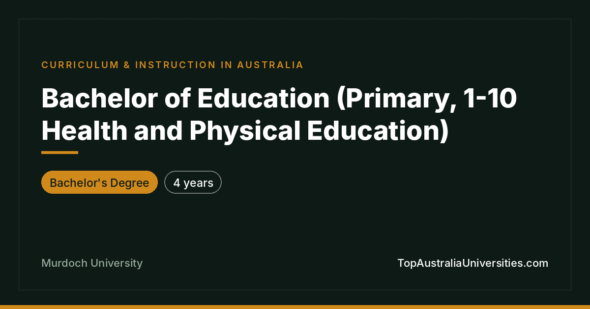 Bachelor of Education (Primary, HPE) at Murdoch University
