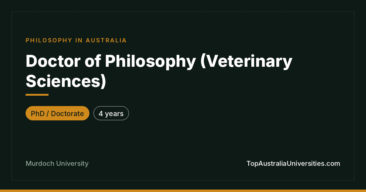 PhD in Veterinary Sciences | Murdoch University Perth