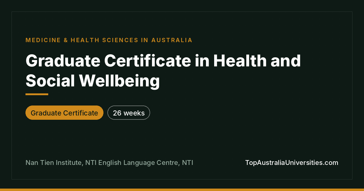 Graduate Certificate in Health and Social Wellbeing