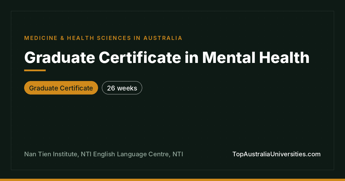Graduate Certificate in Mental Health at Nan Tien Institute
