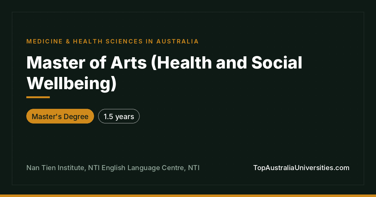 Master of Arts (Health and Social Wellbeing) at NTI