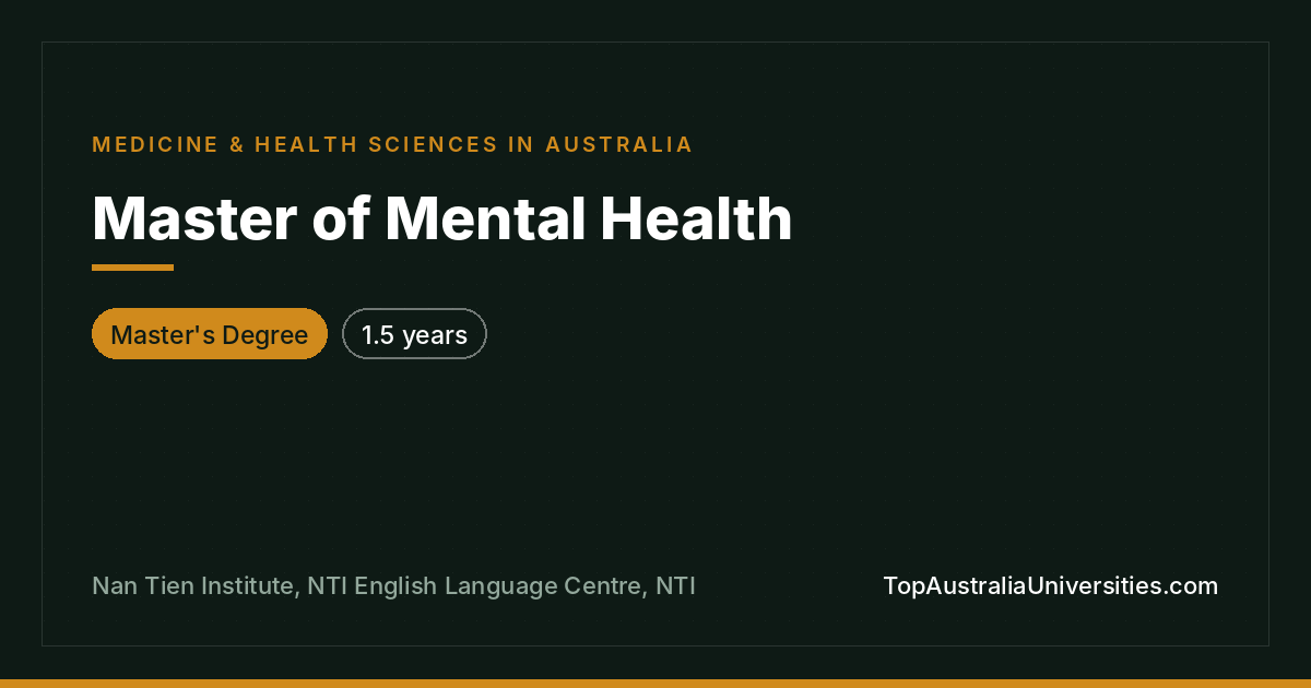 Master of Mental Health at Nan Tien Institute