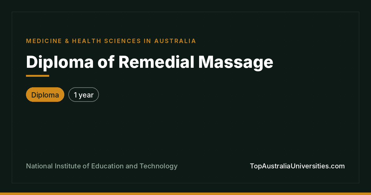 Diploma of Remedial Massage at NIET
