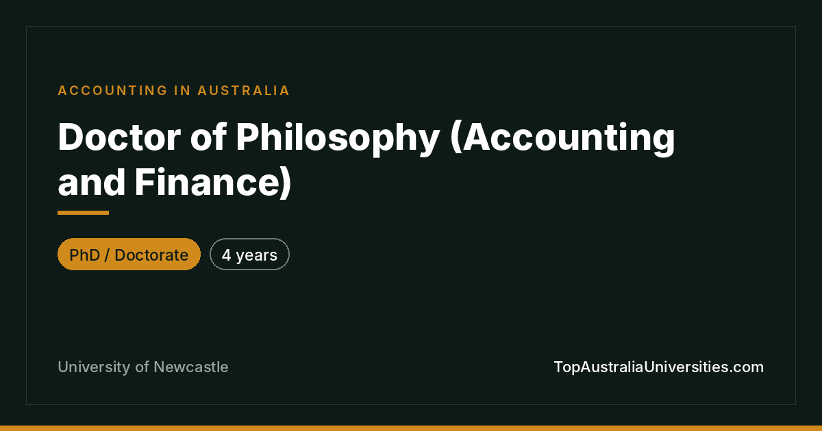 PhD in Accounting & Finance – University of Newcastle
