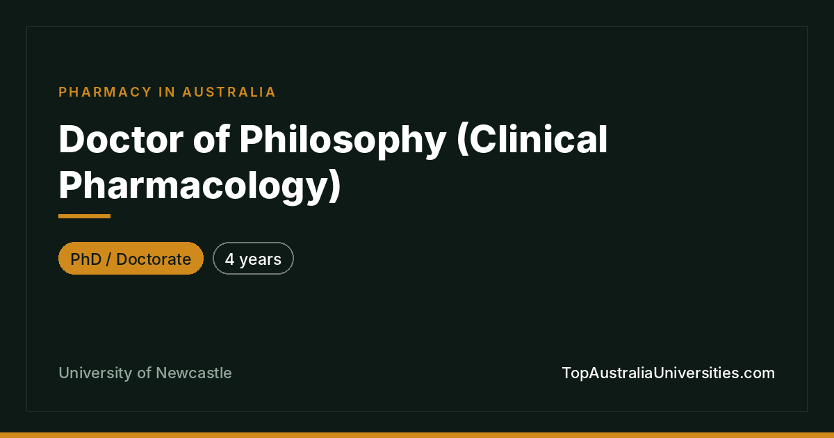 PhD Clinical Pharmacology – University of Newcastle