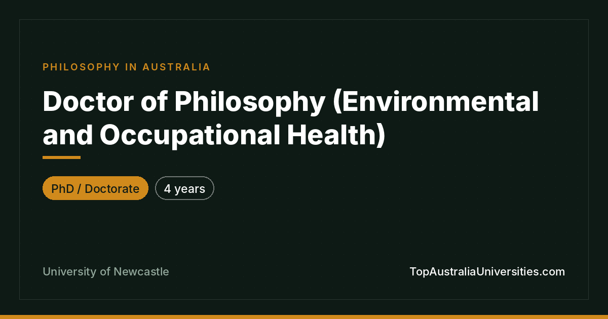 PhD in Environmental & Occupational Health – Newcastle